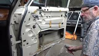 MercedesBenz W114 door service part 3 window regulator replacement [upl. by Jaehne266]