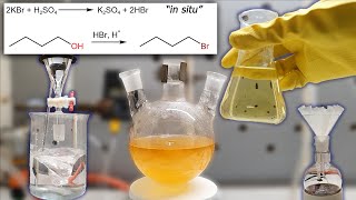 Brominating alcohol for Wurtz synthesis 1bromobutane [upl. by Adianez]