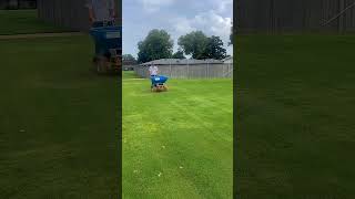 Topdressing on repeat 🔥 bowlinggreen lawncare eco250 compost ecolawn sand topdresser [upl. by Atinahs]