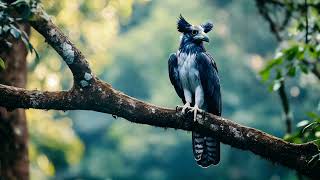 Harpy Eagle as it perches regally on a sturdy branch overlooking its lush rainforest habitat [upl. by Sedecrem758]