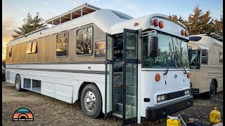 Bus Tiny Home Time Lapse Build  From Start to Finished [upl. by Nev770]