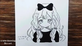 Girl anime drawing easy  How to draw girl anime step by step for beginners  anime drawing [upl. by Rebliw722]