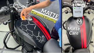 Royal Enfield Stealth Black 350 MATTE CERAMIC COATING  Matte Paint Protection [upl. by Groves854]