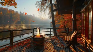 Lakeside Ambience with Nature Sounds amp Birdsong in Autumn Morning  Rest Stress Relief and Relax [upl. by Llehsar]