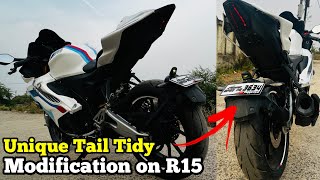 R15 Tail tidy Modification😍🔥 Number plate on Tyre hugger [upl. by Dumah821]