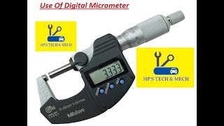 Simple Use Of Digital Micrometer In Hindi Basic  How To Use Micrometer [upl. by Pepito228]