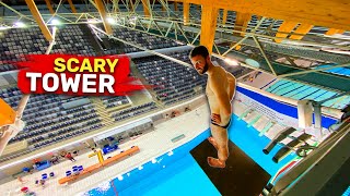 INSANE JUMP from 20 METERS 66ft  roof jump in swimming pool [upl. by Ennaul587]