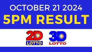 5pm Lotto Result Today October 21 2024  PCSO Swertres Ez2 [upl. by Sima927]