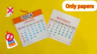 2024 Calendar Making  no glue paper craftsDIY  calendar making ideas 📆 2024🥳 [upl. by Nettie]