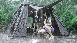 쉼없이 내리는 비 ⛈️ 원터치 텐트에서 24시간 ⛺️ 폭우 우중캠핑  빗소리 ASMR  캠핑 브이로그  솔로캠핑 [upl. by Aeila261]