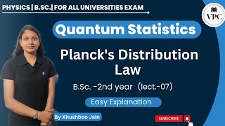 Plancks Distribution Law  Thermodynamics and Statistical Physics  lect  07 physics [upl. by Pleasant394]