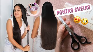 COMO CORTAR O CABELO EM CASA SOZINHA  CORTE QUE DEIXA AS PONTAS CHEIAS 😍 [upl. by Eignat]