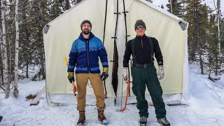 WINTER CAMP HOT TENT BUSHCRAFT BATTLE vs UPNORTHOF60 [upl. by Bernt622]