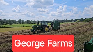 How we make round bales in Michigan George Farms hay operation [upl. by Pengelly]