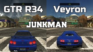 Nissan Skyline GTR R34 vs Bugatti Veyron Super Sport 164  NFS MW Redux V3  WHICH IS FASTEST [upl. by Tengler197]