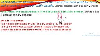 Non aqueous alkalimetry Standardisation of sodium methoxide by Shom Prakash Kushwaha India [upl. by Drucie]