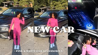 New Car Tour ☆ 2023 Hyundai Santa Fe  with pink and white car accessories [upl. by Latia896]