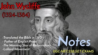 John Wycliffe13241384Lollard Movement UGCNET SSBSET EXAMS Study Lovers [upl. by Durning]