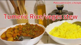 Tumeric Rice with Vegetable Stew  Simple recipe  How to cook yummy Vegetable Stew😋😋😋 [upl. by Einhpets]