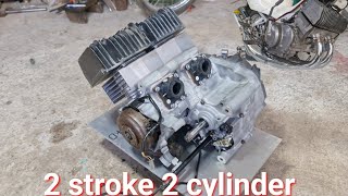 I built a 2 stroke engine turning 1 cylinder into 2 cylinders 2 stroke [upl. by Amyas]