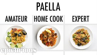 4 Levels of Paella Amateur to Food Scientist  Epicurious [upl. by Ahsienauq]