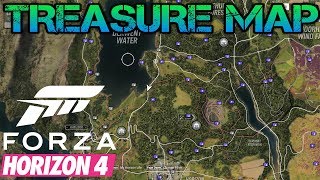 TREASURE MAP IN FH4  All Board Locations in Forza Horizon 4 and Barn Find Locations [upl. by Aliuqa]