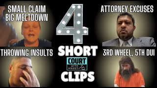 4 Short Court Clips  Small Claims Meltdown Attorney Excuses Dad Has Insults amp 3rd Wheel 5th DUI [upl. by Kalam961]