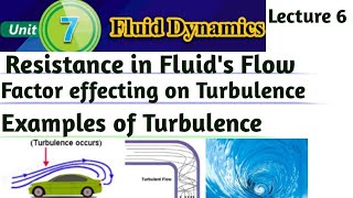 Resistance in fluids flow motion  Factors effecting on Turbulence  Examples of Turbulence flows [upl. by Elie]