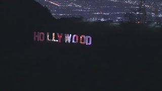 Hollywood sign lit up for quotCultures Biggest Nightquot [upl. by Cleon]