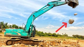 KOBELCO SK210 Dam Working  Big big Stone Usening Bridge Blast Process  Jcb Video [upl. by Euqinoj876]