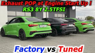 Audi RS3 8Y 25TFSI TUNED vs FACTORY Engine Start Up Pop Bang Exhaust Strzały przy Odpalaniu 12453 [upl. by Stoneman181]