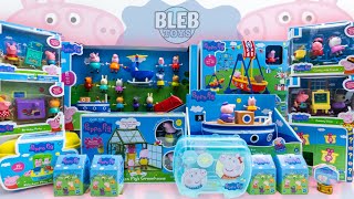 Peppa Pig toy collection unboxing ASMR  Opening 33 different Peppa figures  away we go with Peppa [upl. by Noevart]