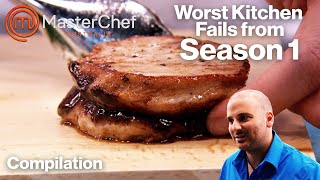 Worst Kitchen Fails from MasterChef Australia Season 1  MasterChef Australia  MasterChef World [upl. by Aneelahs412]