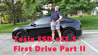 1st Drive Tesla FSD v125 Part II [upl. by Nerb334]