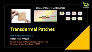 Transdermal Patch NDDS  CRDDS Pharmacy notes [upl. by Okomom]