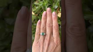 Era 1930s Emerald Cut Green Emerald Ring  Three stone Dainty Ring victorianring diamondring [upl. by Corbett]