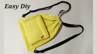 Drawstring Bag Easy Sewing for Beginners  Bag cutting and stitching diy [upl. by Ahsiryt]