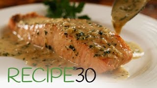 Perfect Pan Seared Salmon with Lemon butter Cream Sauce and Crispy Skin [upl. by Jeannie124]