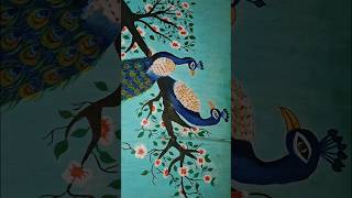 Peacock Wall Painting youtubeshorts art artist drawing trending shorts wallpainting [upl. by Kitchen]