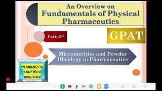 GPAT a start Physical Pharmaceutics Micromeritics and Powder Rheology Part 2nd Theory Lecture gpat [upl. by Slifka]