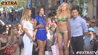 Alessandra Ambrosio amp Candice Swanepoel on Extra TV with Mario Lopez [upl. by Ardnala]