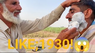 Shave 1930No Razor Blade🚫 Just Pice Of iron🔥With Barber Old😱ASMR Abi [upl. by Tihor]