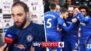 quotIm trying to adapt as quick as possiblequot  Higuain reacts to scoring in Chelsea win over Fulham [upl. by Dominica931]