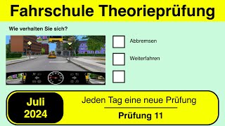 🚘 Führerschein Theorieprüfung Klasse B 🚗 Juli 2024  Prüfung 11 🎓📚 [upl. by Ninerb546]