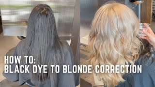 Black to Blonde Color correction Tutorial  hair transformation from box dye to blonde in one day [upl. by Avlasor]