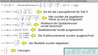 Kubische Gleichungen ►Beispiel Reduzierte Form und Fall 3 [upl. by Tada946]