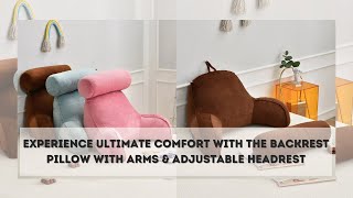 Backrest Pillow With Arms amp Adjustable Headrest  Back Cushion With Detachable Neck Pillow Bed [upl. by Blader442]