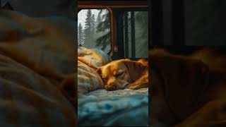 A dog is sleeping in a camping car in heavy rain deepsleep rain puppy camping [upl. by Irb]