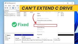 Fix quotCant Extend C Drive with Unallocated Spacequot in Windows 1011 [upl. by Cathey641]