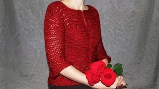 How to crochet womens cardigan  video tutorial with detailed instructions [upl. by Pacifa590]